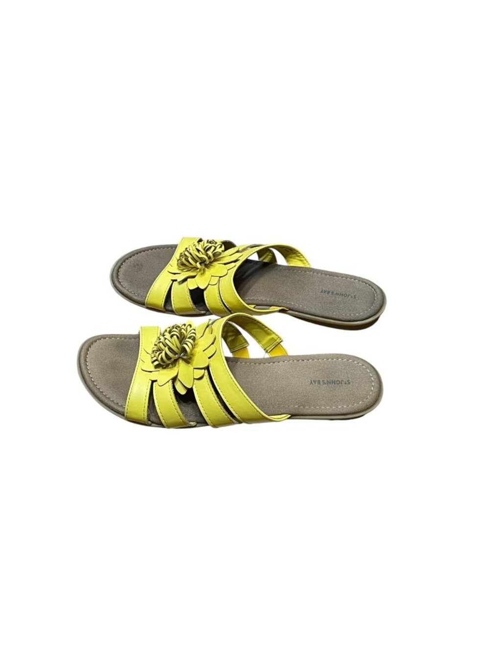 St. Johns Bay Yellow Floral Slide Sandals Size 11M
